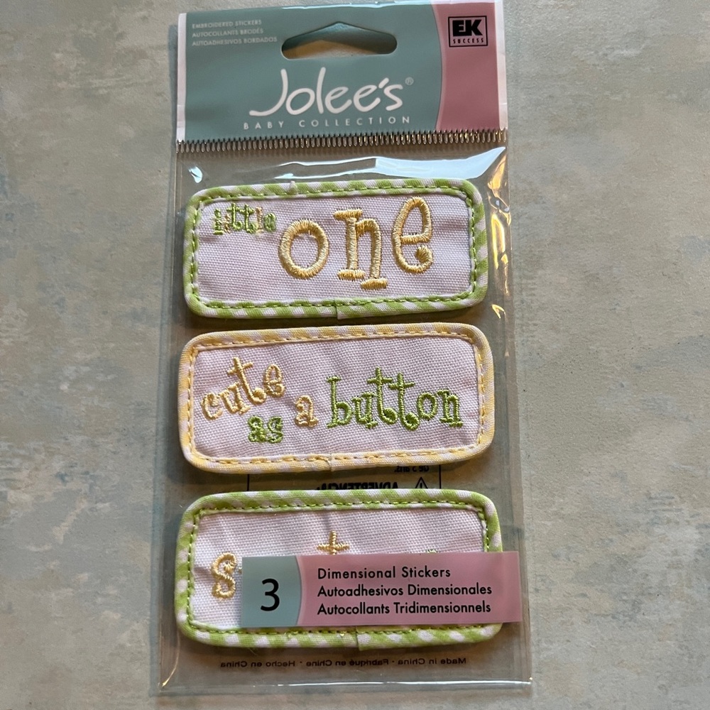 NWT Jolee’s Baby Collection Sweet Pea Quilts Embroidered Sticker Set